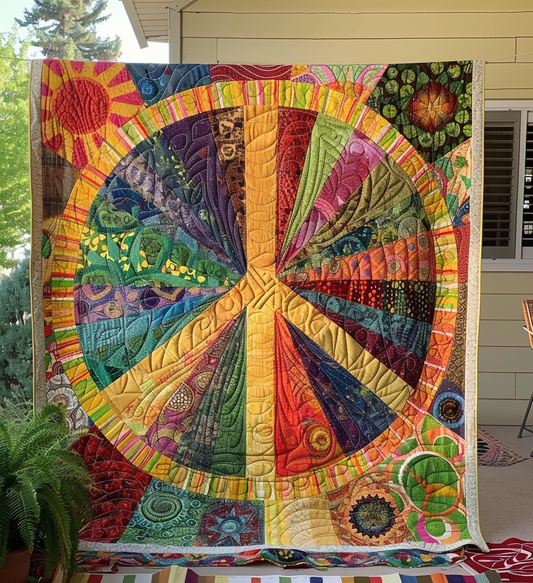 Hippie Sunbeam Quilted Blanket - Throw (55" x 60")