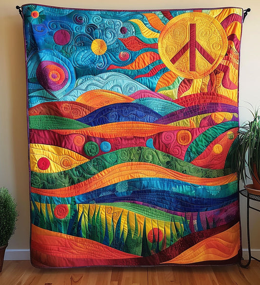 Hippie Sunscape Harmony Quilted Blanket - Throw (55" x 60")