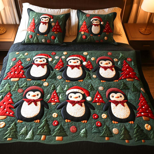Holiday Trees 3-Piece Quilted Bedding Set - Single (59" x 70")