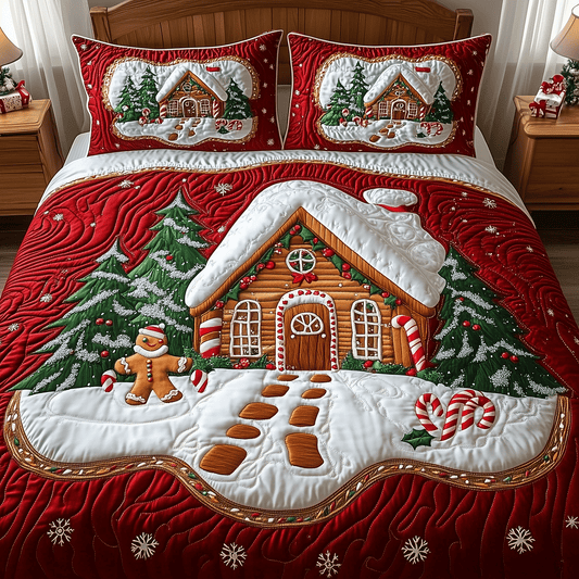 Holiday Cottage Charm 3-Piece Quilted Bedding Set - Single (59" x 70")