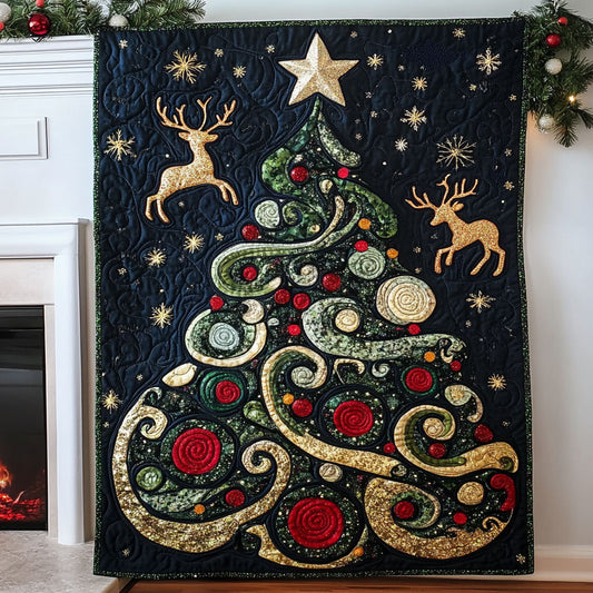 Holiday Deer Quilted Blanket - Throw (55" x 60")