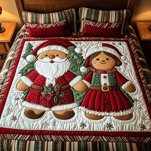 Holiday Gingerbread Snuggles 3-Piece Quilted Bedding Set - Single (59" x 70")
