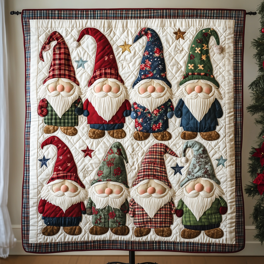 Holiday Gnome Cheer Quilted Blanket - Throw (55" x 60")