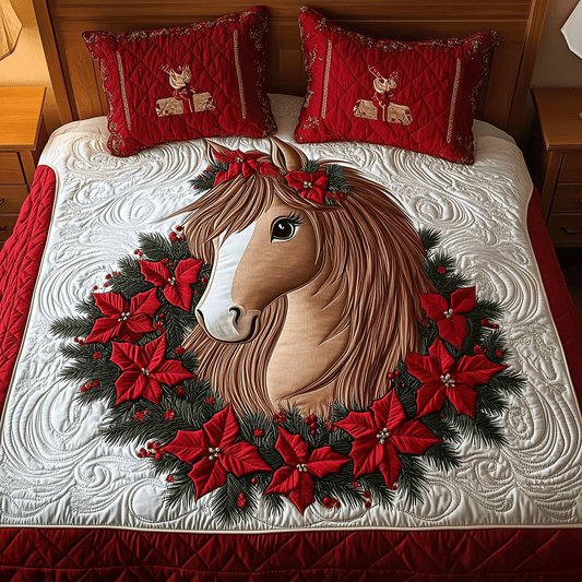 Holiday Pony Bliss 3-Piece Quilted Bedding Set - Single (59" x 70")