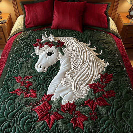 Holiday Pony Delight 3-Piece Quilted Bedding Set - Single (59" x 70")