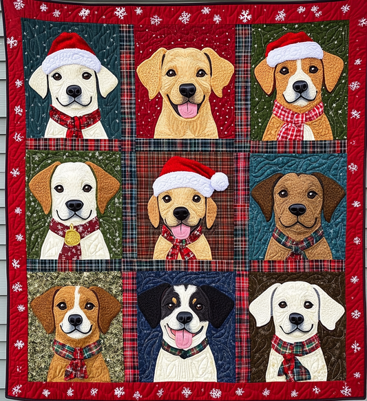 Holiday Puppy Bliss Quilted Blanket - Throw (55" x 60")