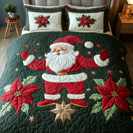 Holiday Santa Spirit 3-Piece Quilted Bedding Set - Single (59" x 70")