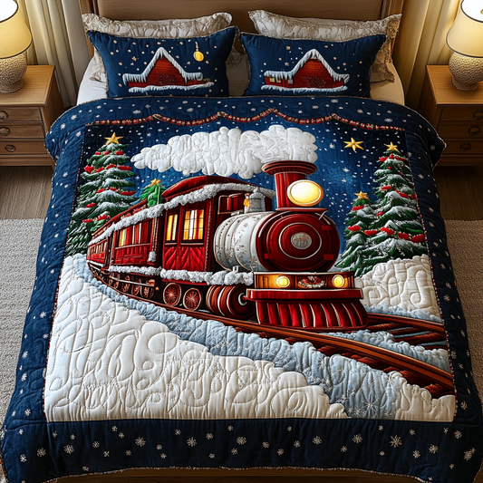 Holiday Tracks 3-Piece Quilted Bedding Set - Single (59" x 70")