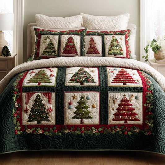 Holiday Trees 3-Piece Quilted bedding Set - Single (59" x 70")