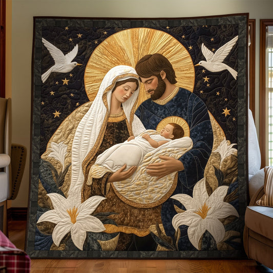 Holy Birth Scene Quilted Blanket - Throw (55" x 60")