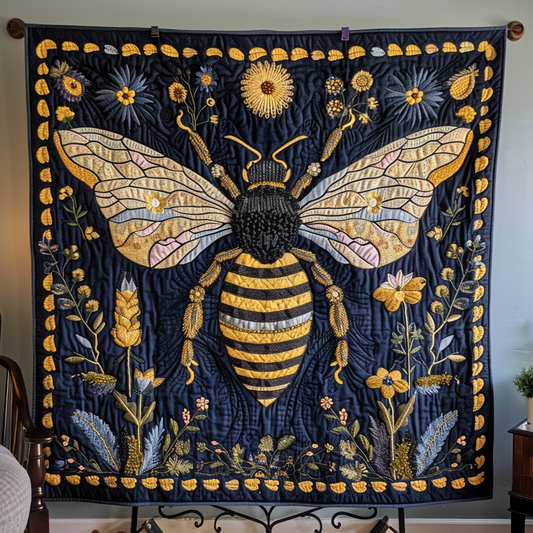 Honeybee Harmony Quilted Blanket - Throw (55" x 60")