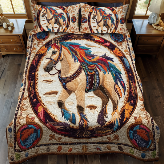 Hoofbeats in Harmony 3-Piece Quilted Bedding Set - Single (59" x 70")