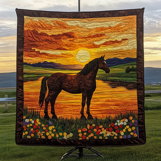 Hoofbeats in the Wind Quilted Blanket - Throw (55" x 60")