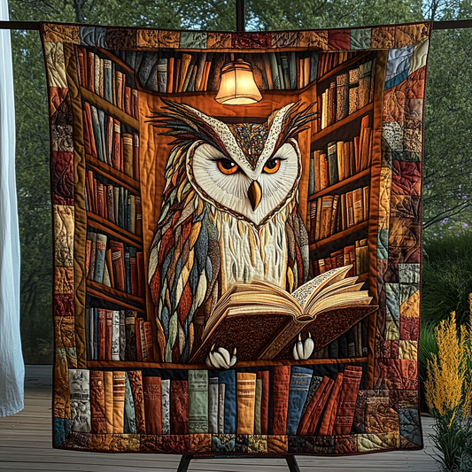 Hoot and Read Quilted Blanket - Throw (55" x 60")