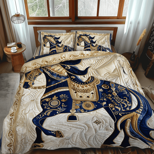 Horse Aristocratic Gallop 3-Piece Quilted Bedding Set - Single (59" x 70")