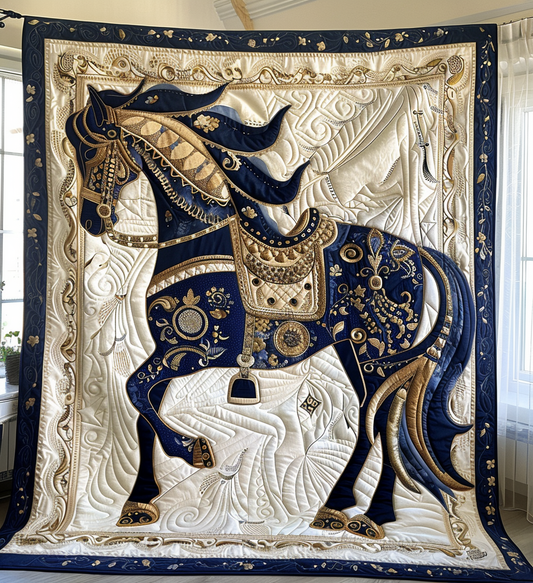 Horse Aristocratic Gallop Quilted Blanket - Throw (55" x 60")