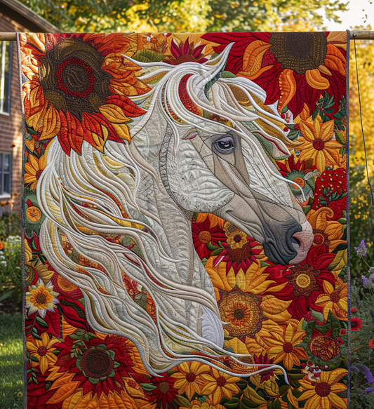 Horse Floral Dream Quilted Blanket - Throw (55" x 60")