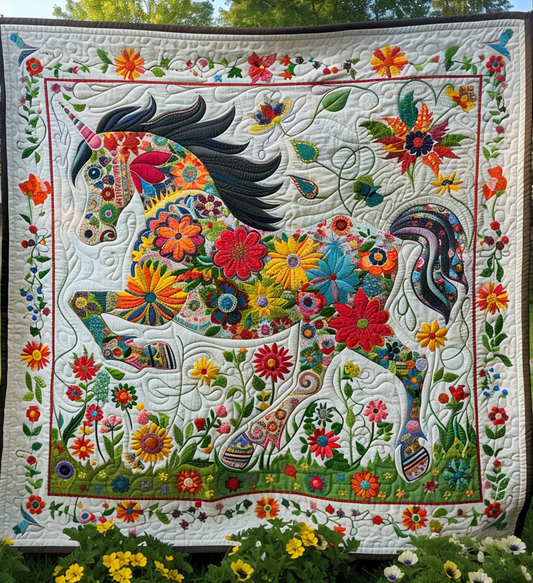 Horse Garden Quilted Blanket - Throw (55" x 60")