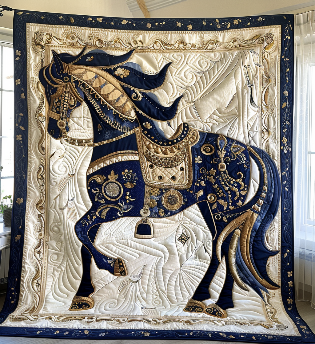 Throw (55'' x 60'') /Horse Aristocratic Gallop Quilted Blanket