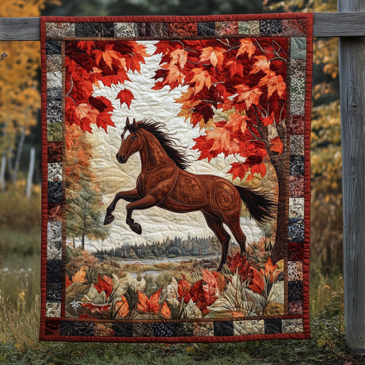Horse Autumn Gallop Quilted Blanket - Throw (55" x 60")