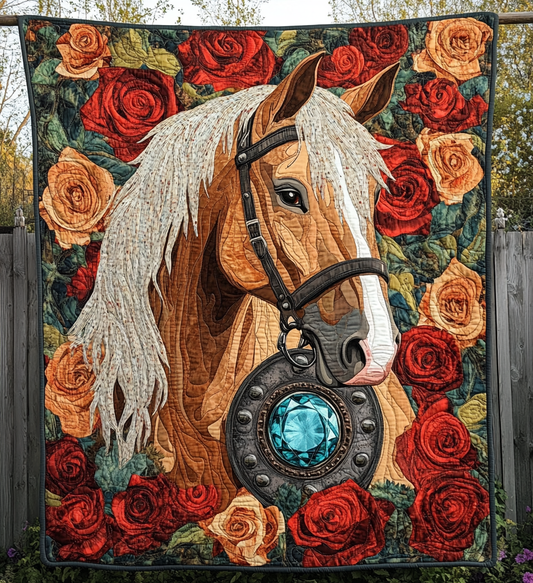 Horse Emerald Art Quilt Hanging - Baby (30" x 40")