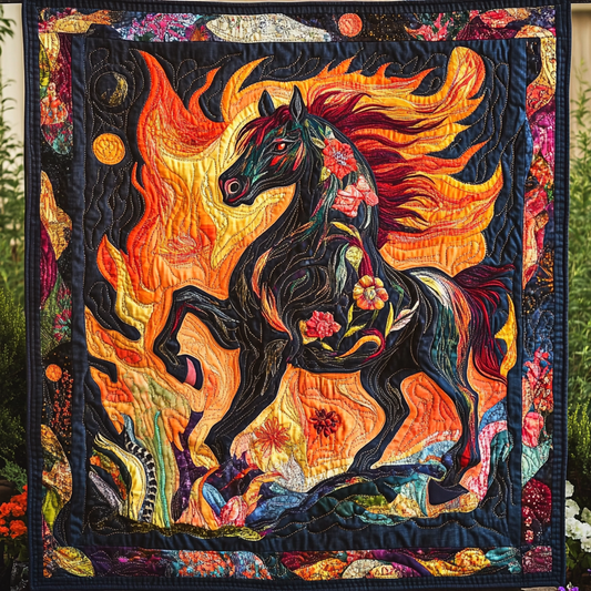 Horses of the Horizon Quilted Blanket - Throw (55" x 60")