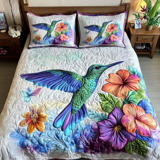 Humming Harmony 3-Piece Quilted Bedding Set - Single (59" x 70")