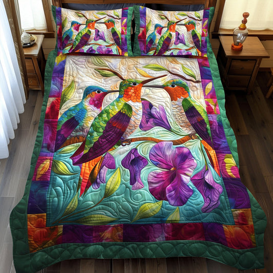 Hummingbird Serenade 3-Piece Quilted Bedding Set - Single (59" x 70")