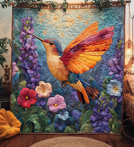 Hummingbird Dawn Quilted Blanket - Throw (55" x 60")