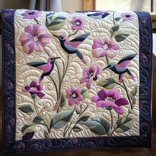 Hummingbird Garden Quilted Blanket - Throw (55" x 60")
