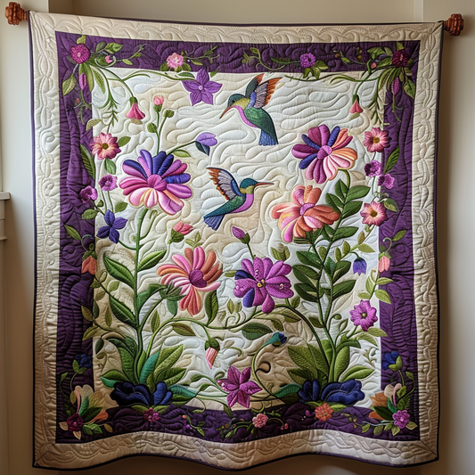 Hummingbird Garden Quilted Blanket - Throw (55" x 60")