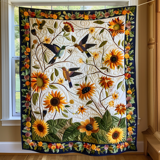 Hummingbird Haven Quilted Blanket - Throw (55" x 60")