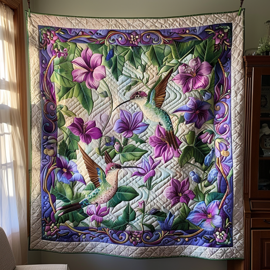 Hummingbird Paradise Quilted Blanket - Throw (55" x 60")