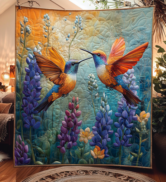Hummingbird Serenade Quilted Blanket - Throw (55" x 60")