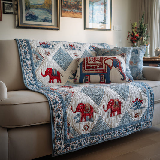 Indigo Elephant Quilted Blanket - Baby (30" x 40") - Pack 1
