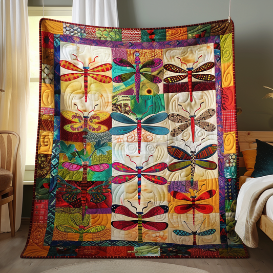 Inspiring Dragonfly Patterned Quilted Blanket - Throw (55" x 60")