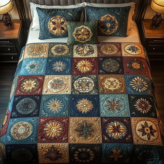 Intricate Grid 3-Piece Quilted Bedding Set - Single (59" x 70")