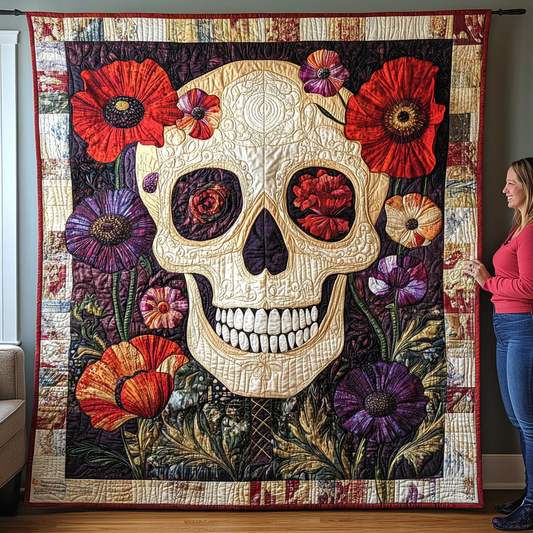 Intricate Skull Quilted Blanket - Throw (55" x 60")