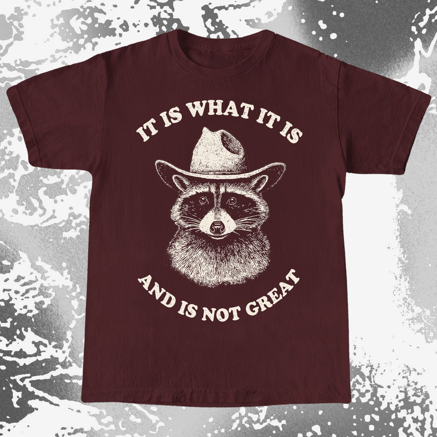 It Is What It Is (And It's Not Great) Raccoon Cowboy Shirt, funny meme tee gift (view 9)
