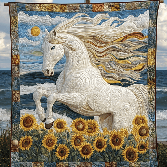 Ivory Stallion Art Quilt Hanging - Baby (30" x 40")