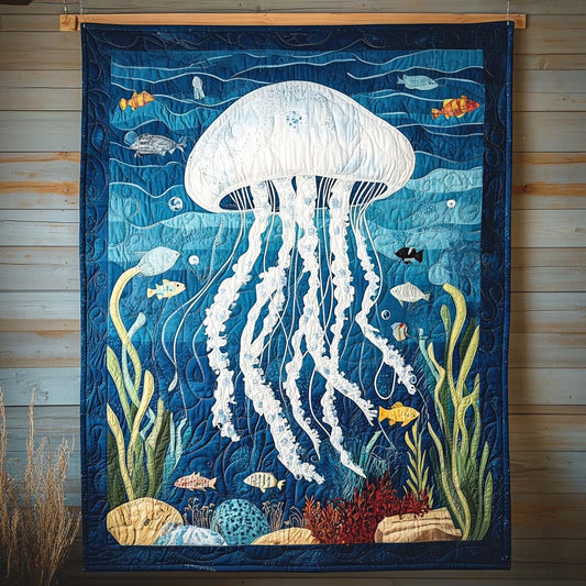 Jellyfish Glow Quilted Blanket - Throw (55" x 60")
