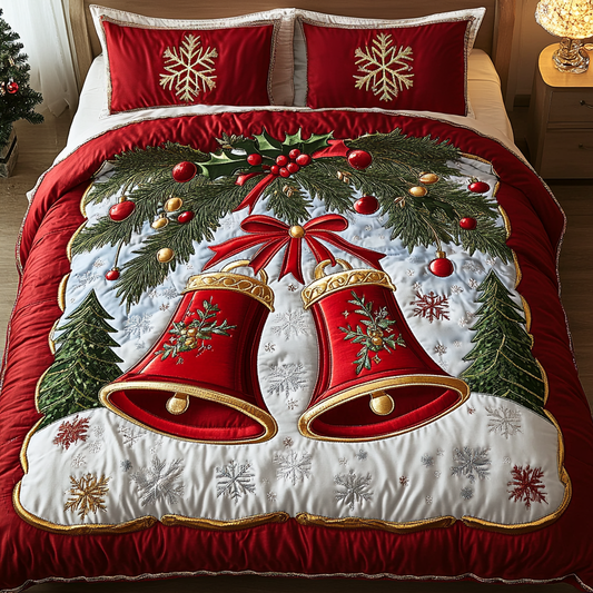 Jingle Bell Bliss 3-Piece Quilted Bedding Set - Single (59" x 70")