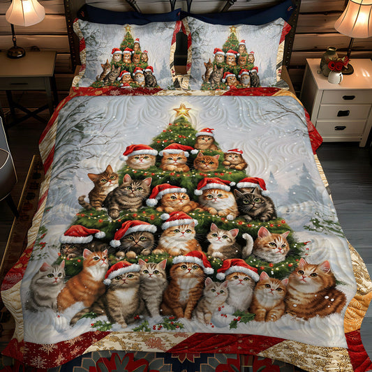 Jolly Catmas 3-Piece Quilted Bedding Set - Single (59" x 70")