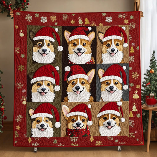 Jolly Corgi Companions Quilted Blanket - Throw (55" x 60")