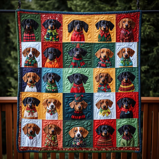 Jolly Dachshund Quilted Blanket - Throw (55" x 60")