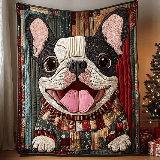 Jolly French Bulldog Quilted Blanket - Throw (55" x 60")