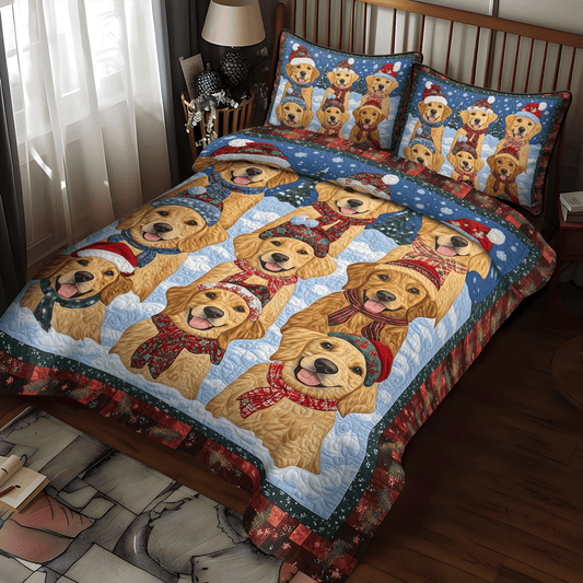 Jolly Golden Paws 3-Piece Quilted Bedding Set - Single (59" x 70")