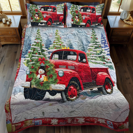 Jolly Red Delivery Quilted Bedding Set - Single (59" x 70")