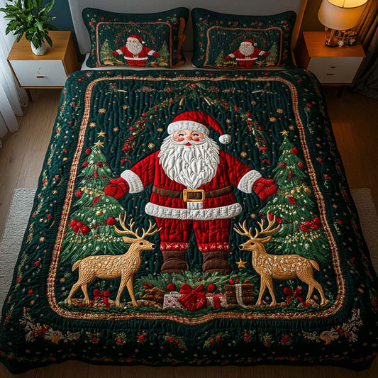 Jolly Santa Cheer 3-Piece Quilted Bedding Set - Single (59" x 70")