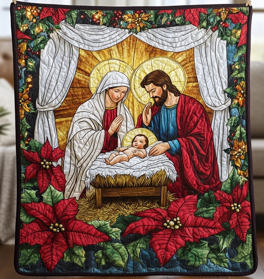 Joy to the World Quilted Blanket - Throw (55" x 60")